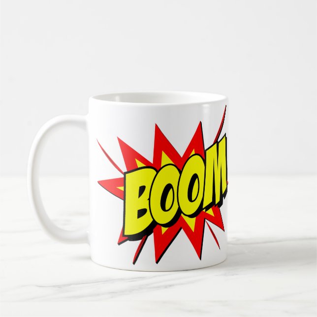 Mug Comic Pop Art Jaune Rouge BOOM Nouveauté Drôle (Gauche)