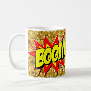 Mug Comic Pop Art Jaune Rouge BOOM Nouveauté Drôle Caf