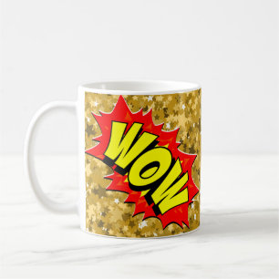Mug Comic Pop Art Jaune Rouge WOW Nouveauté Drôle Café