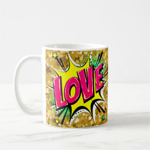 Mug Comic Pop Art violet Jaune AMOUR Nouveauté Drôle C