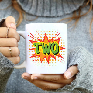 Mug Comic Superhero Thème Toddler Enfants 2e anniversa