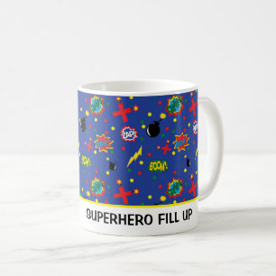 Mug Comics Funky SUPERHERO REMPLIR Boom Zap Pow Blue
