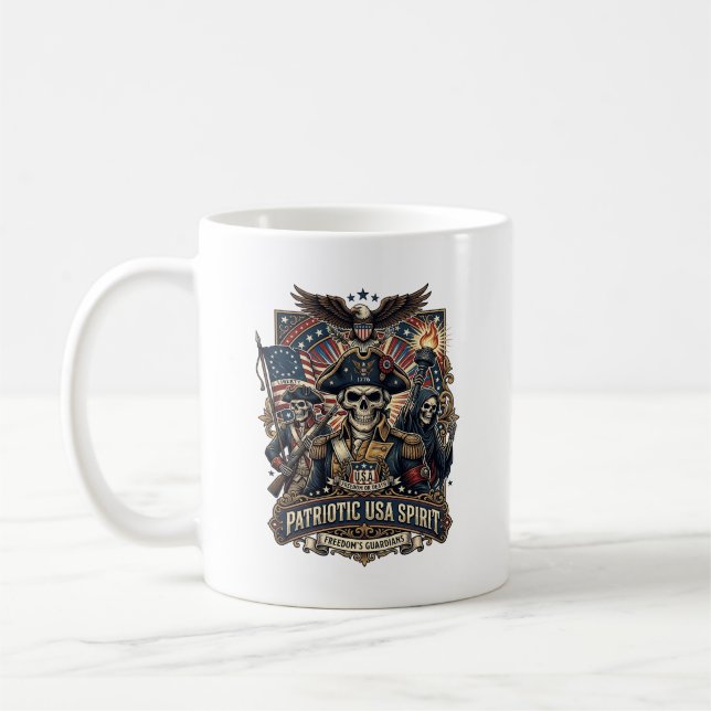 Mug Commandant de crâne colonial patriotique sombre Sk (Gauche)