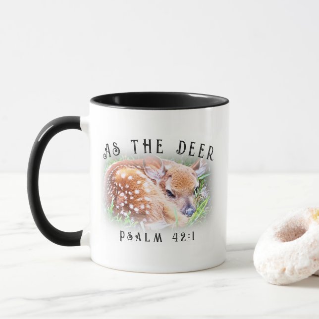 Mug Comme Le Psaume De Cerf 42:1 Baby Fawn Christian (Avec donut)