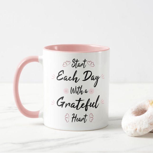 Mug Commencez chaque journée avec un coeur gracieux (Avec donut)