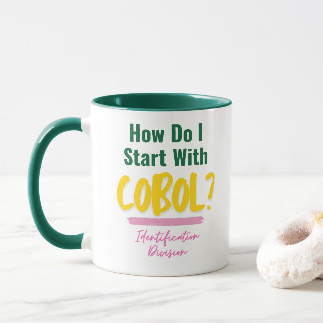 Mug Comment commencer les codes de programmation Cobol (Avec donut)