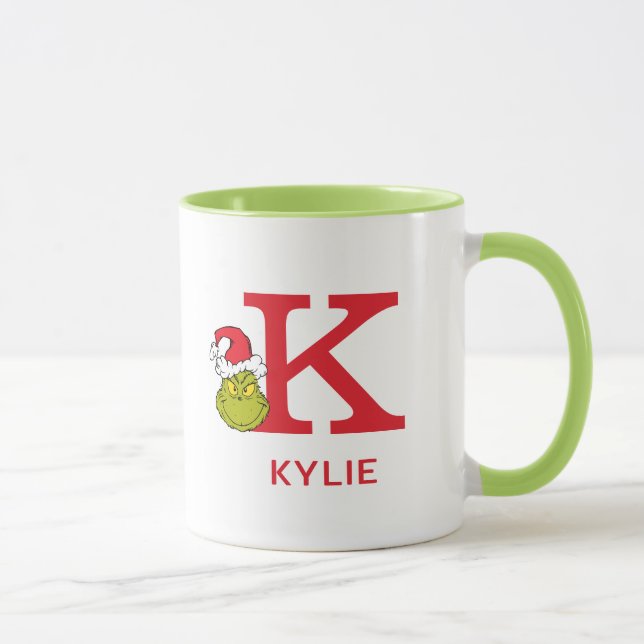 Mug Comment le Grinch a volé Noël | Nom & Monogramme K (Droite)