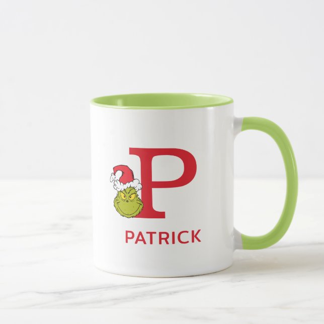 Mug Comment le Grinch a volé Noël | Nom & Monogramme P (Droite)