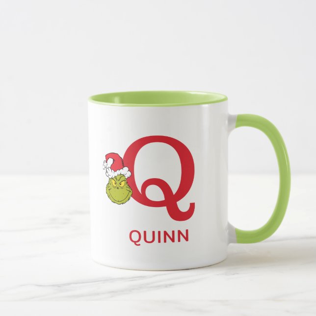 Mug Comment le Grinch a volé Noël | Nom & Monogramme Q (Droite)