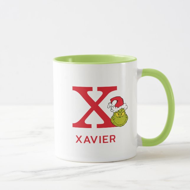 Mug Comment le Grinch a volé Noël | Nom & Monogramme X (Droite)