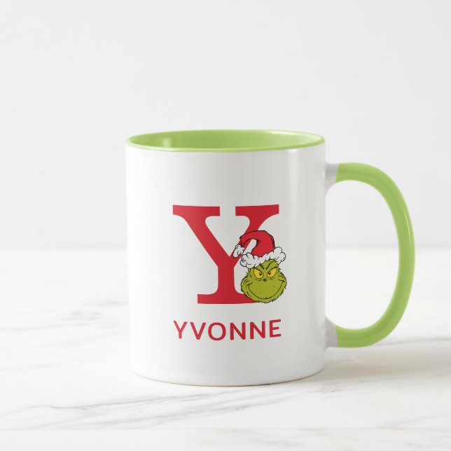 Mug Comment le Grinch a volé Noël | Nom & Monogramme Y (Droite)