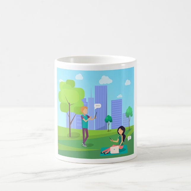 Mug Communication sur les médias sociaux dans un parc  (Créateur téléchargé)