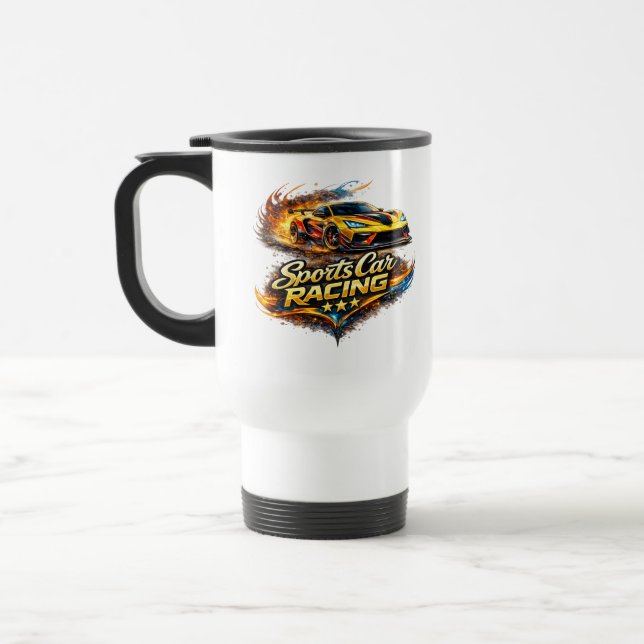 Mug Commuter Voyage Graphique Course de Porteurs (Gauche)