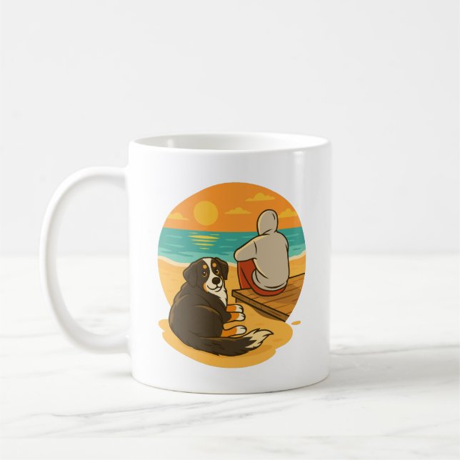 Mug Compagnon de plage au coucher du soleil chien de m (Gauche)