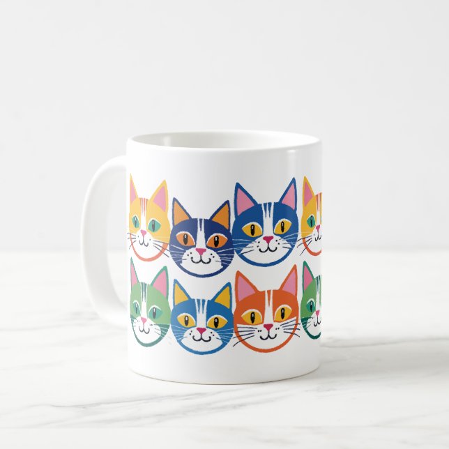 Mug Compagnons de chats colorés (Devant gauche)