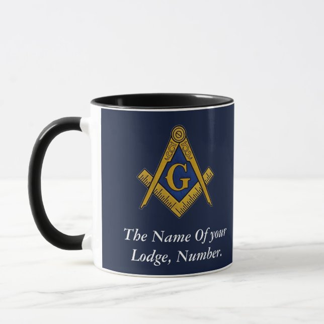Mug Compas Carré maçonnique bleu marine (Gauche)