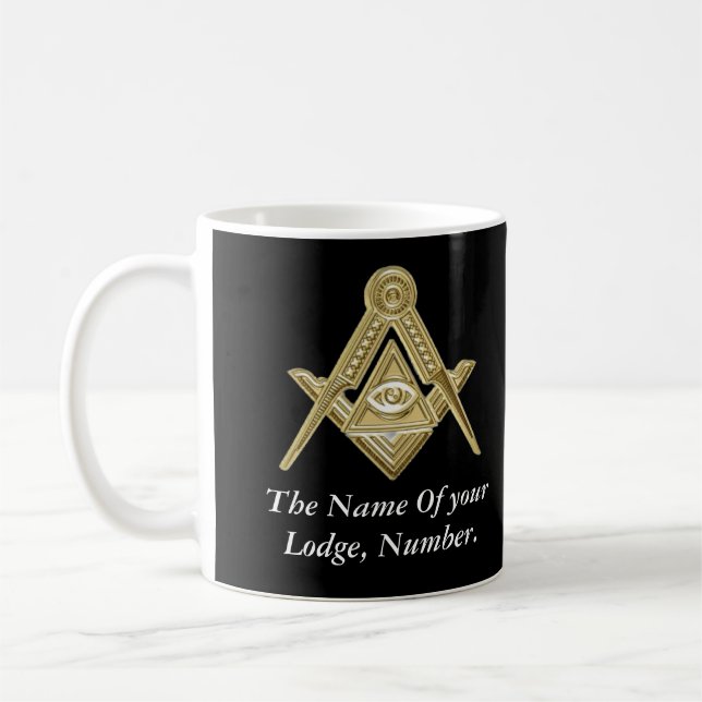 Mug Compass maçonnique noir et blanc (Gauche)