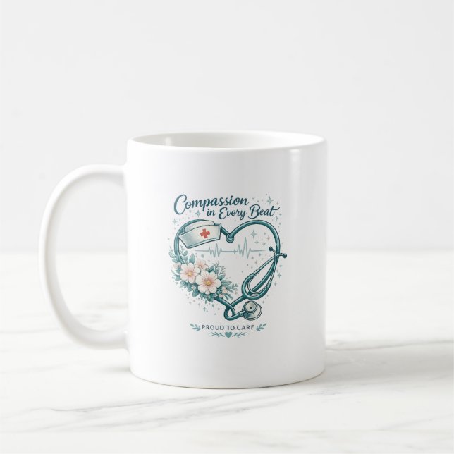 Mug Compassion à chaque battement Nurse Heart Design (Gauche)