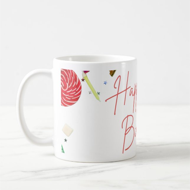 Mug Composition festive d'anniversaire sur fond plat  (Gauche)