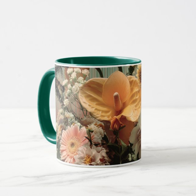 Mug Composition florale d'anthurium et de fleurs tropi (Devant gauche)