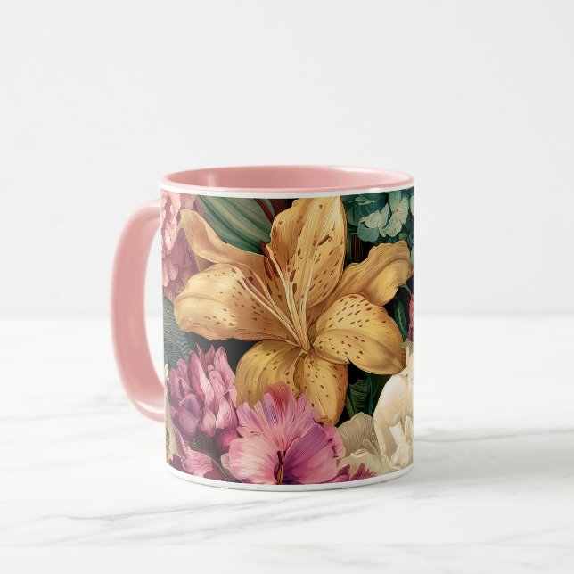 Mug Composition florale vintage vibrante (Devant gauche)