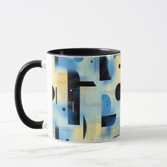 Mug Composition peinte abstraite en bleu et jaune (Gauche)