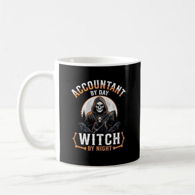 Mug Comptable Halloween le jour Sorcière la nuit Desig (Gauche)