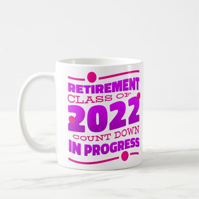 Mug compte à rebours à la retraite 2022 drôle rose (Gauche)