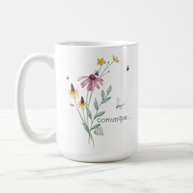 Mug Comunque (con fiori; Italiano) (Gauche)