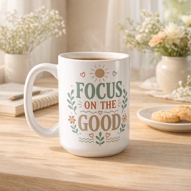 Mug Concentrez-vous sur la bonne conception florale ré (Focus on the Good Retro Floral Design Coffee Mug)