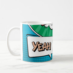 Mug concept créatif Abstrait comic pop art style blan