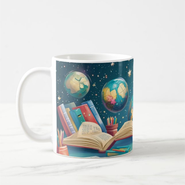 Mug Concept éducatif avec des globes flottant au-dessu (Gauche)