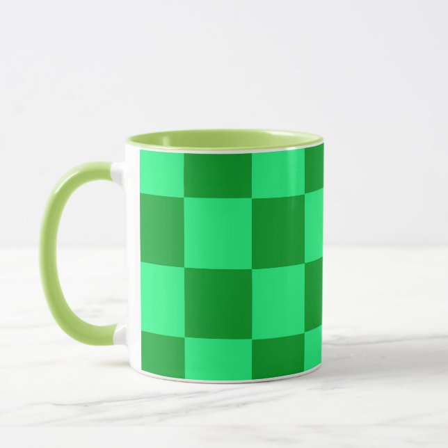 Mug Conception à carreaux vert clair et foncé  (Gauche)