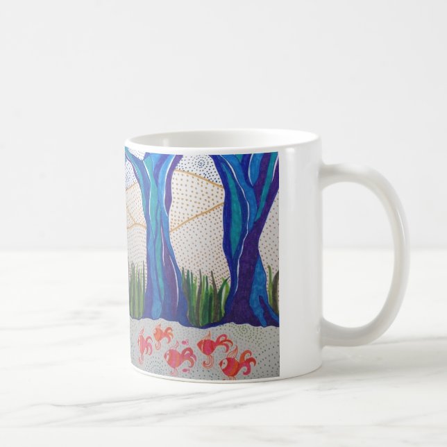 Mug Conception abstraite d'arbre et de poissons de (Droite)