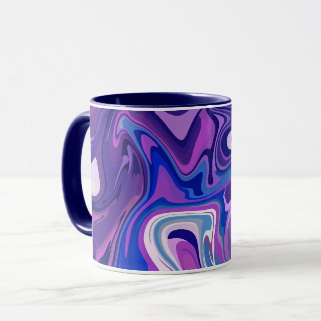 Mug Conception Abstraite de spirale violette et bleue (Devant gauche)