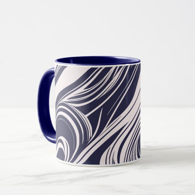 Mug conception Abstraite de tourbillons liquides bleus (Devant gauche)