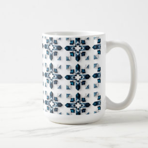 Mug Conception Abstraite Géométrique en Bleu et Blanc