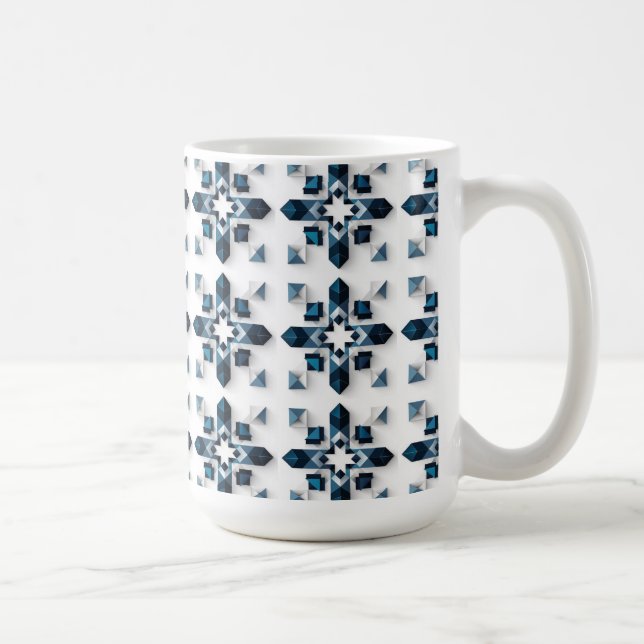 Mug Conception Abstraite Géométrique en Bleu et Blanc (Droite)