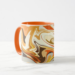 Mug Conception Abstraite Tourbillonnante Orange et Bei