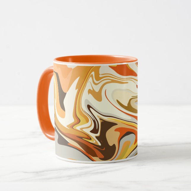 Mug Conception Abstraite Tourbillonnante Orange et Bei (Devant gauche)