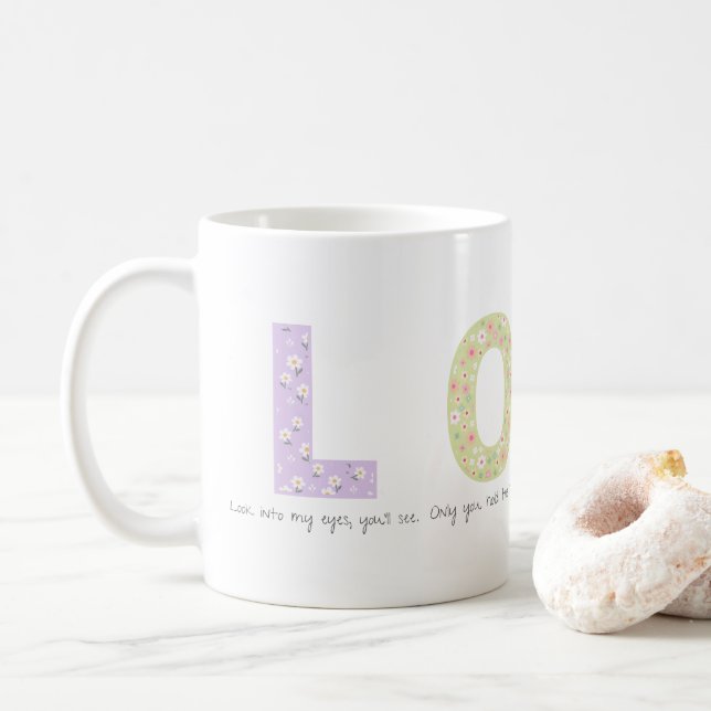Mug Conception Acrostiche d'Initiale Florale ROMANTIQU (Avec donut)