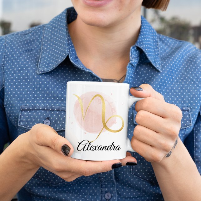 Mug Conception aquarelle personnalisée du zodiaque Cap (Créateur téléchargé)