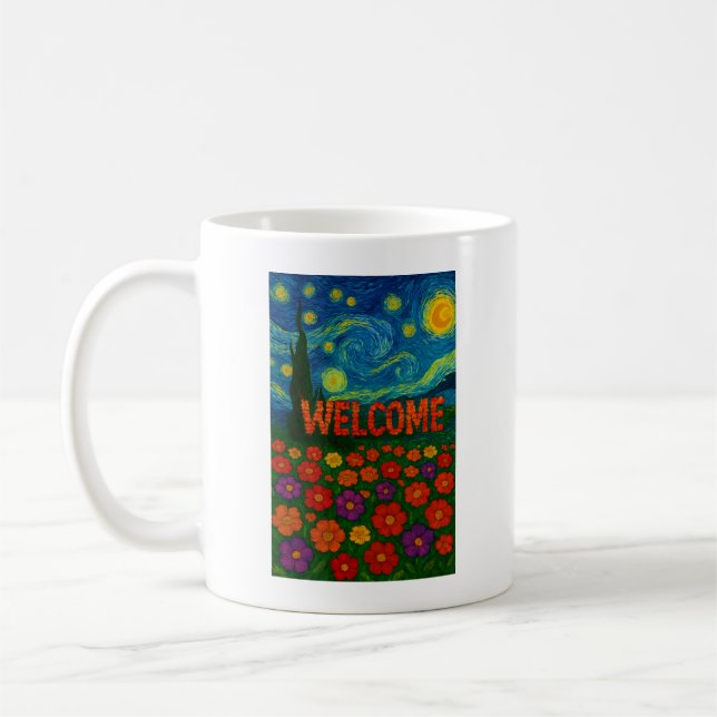 Mug Conception Artistique de Bienvenue Florale Nuit Ét (Gauche)