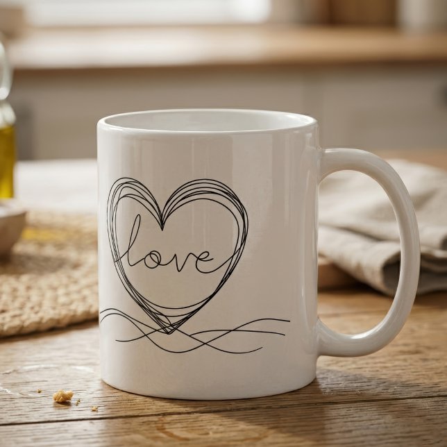 Mug Conception artistique de ligne continue de cœur av (Heart with Love Continuous Line Art Design. Coffee Mug)