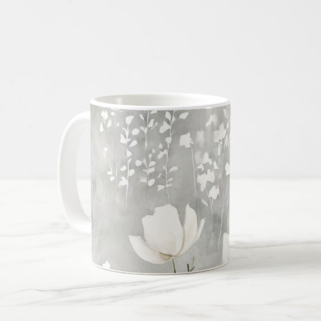 Mug Conception botanique florale à l'aquarelle neutre  (Devant gauche)
