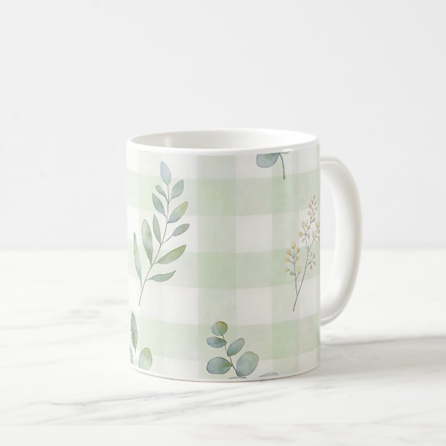 Mug Conception botanique sans couture vert sauge (Devant droit)