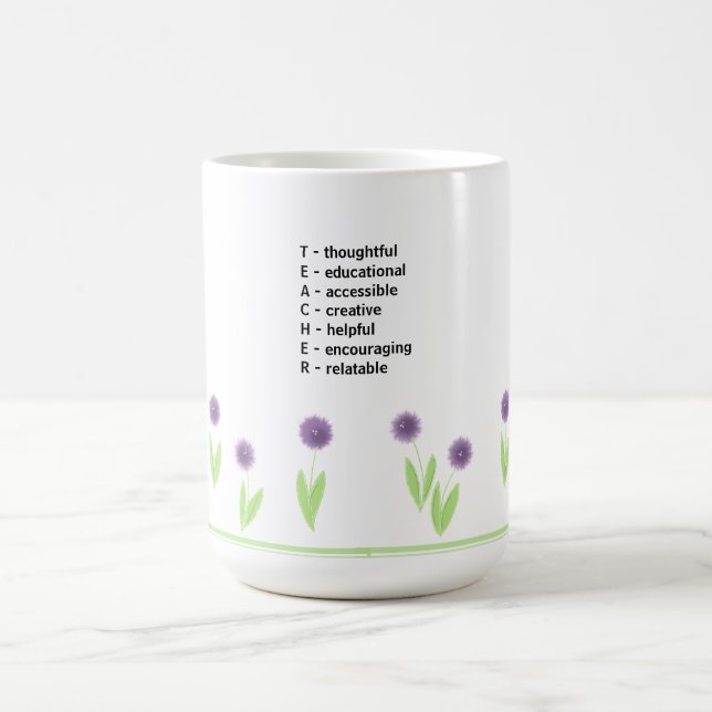 Mug Conception d'acrostiche de professeur floral (Centre)