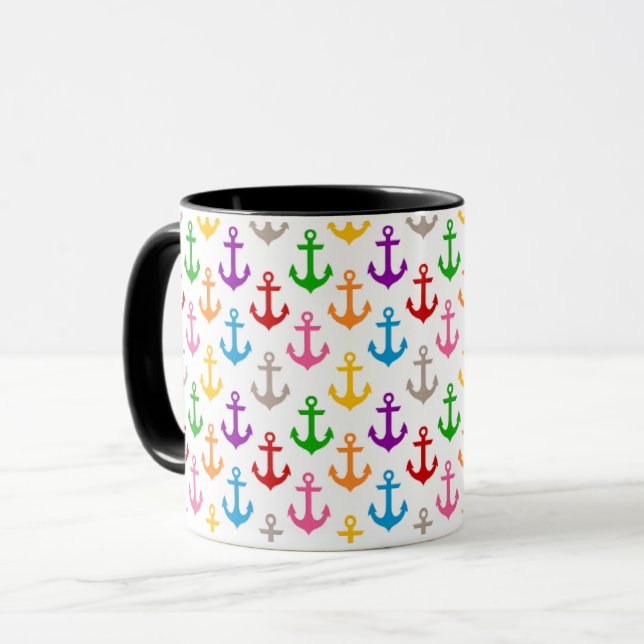 Mug Conception d'ancre de bateau colorée blanche  (Devant gauche)