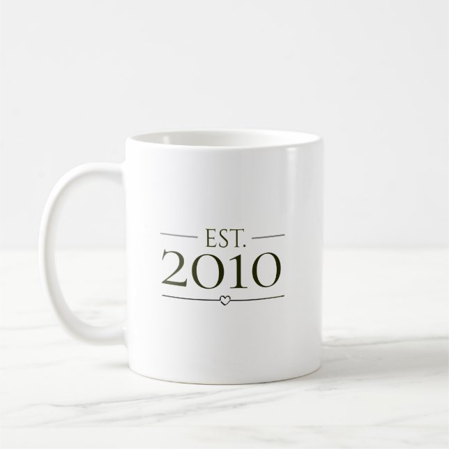 Mug Conception d'année minimale personnalisée établie  (Gauche)