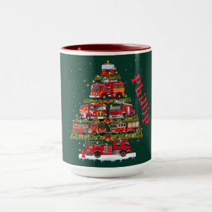 Mug Conception d'arbre de Noël en camions de pompiers